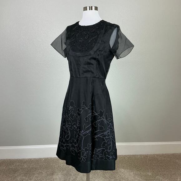 Sachin & Babi Beaded Chiffon Fit and Flare Cocktail Dress Black Size 8 - Picture 4 of 13